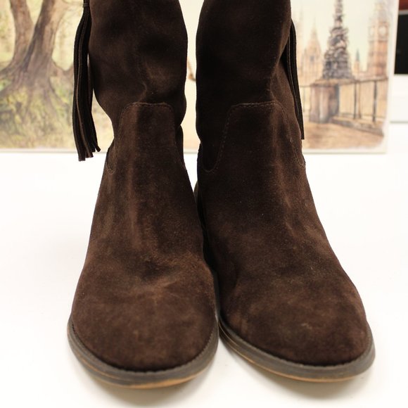 Michael Kors dark brown suede boot with fringe - Picture 7 of 8